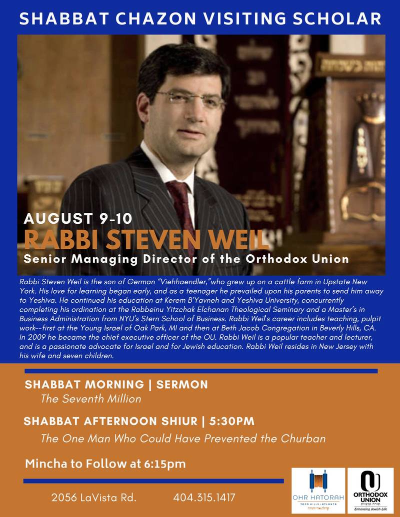 Banner Image for Rabbi Steven Weil Erev Tisha B’Av Visiting Scholar 